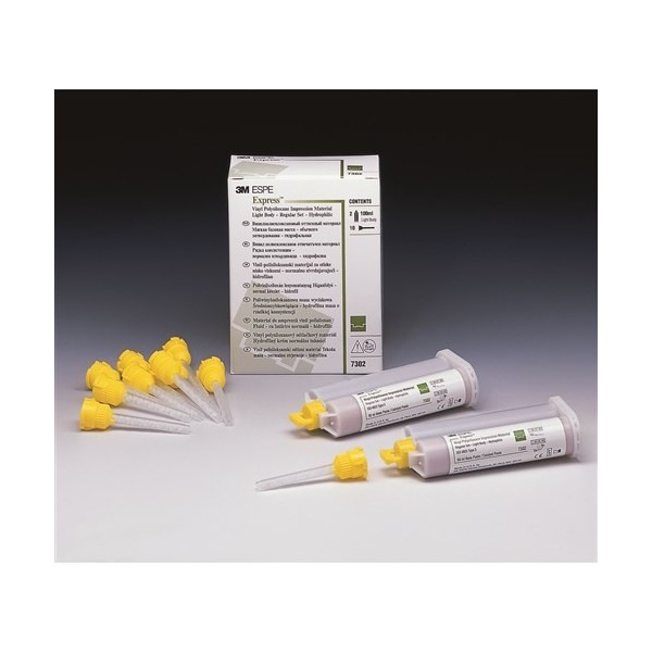 3M Express - VPS Impression Material - Light Body Reg - Green - 50ml Cartridge  2-Pack and 10 Tips