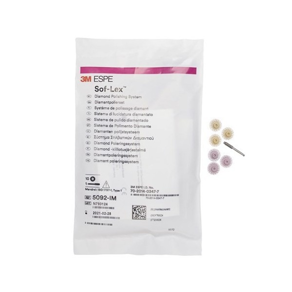 3M Soflex Diamond Polishing Kit - Beige and Pink Wheels - 5-Pack of each with Mandrel
