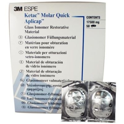 3M Ketac Molar - Quick - Glass Ionomer Restorative - Shade A3 - Applicap  50-Pack