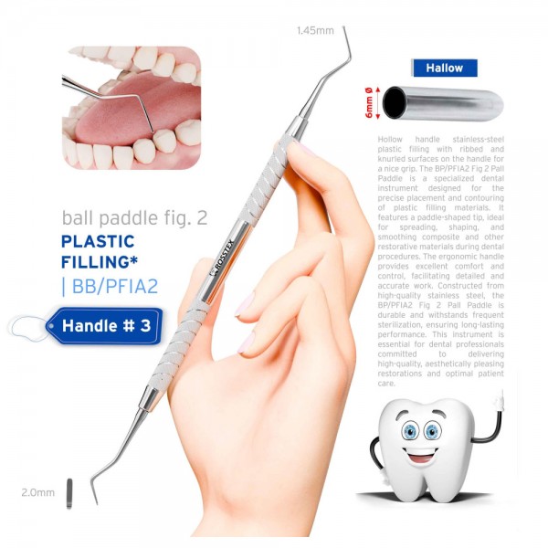 Plastic Filling Instrument 2, Ball/Paddle, 1.45–2.0mm, Handle No. 3
