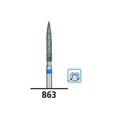 Flame Long Diamond Burs C863, Super Fine Grit, FG-012