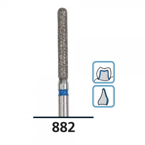 Round-End Cylinder Long Diamond Burs F882, Fine Grit, FG-010
