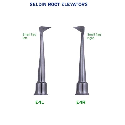 Dental Root Elevators Set, 2 Pcs, Seldin Left & Right, Small Flag