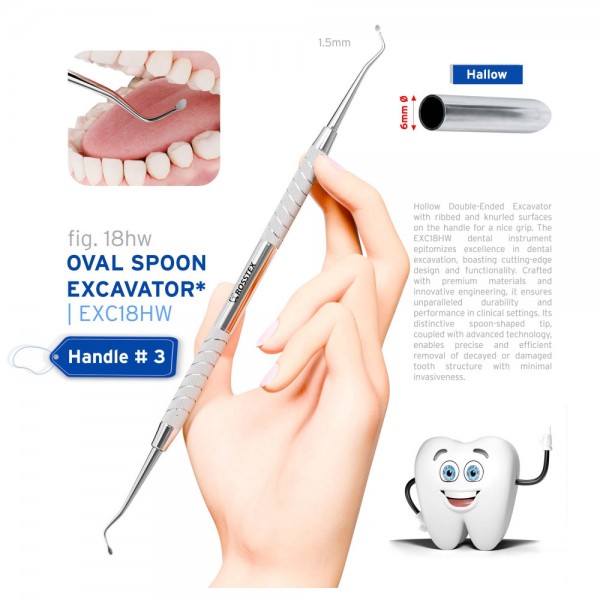 Dental Excavator 18W, Handle No. 3