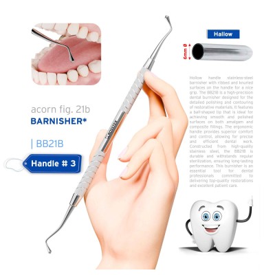 Dental Burnisher Acorn 21B, Handle No. 3