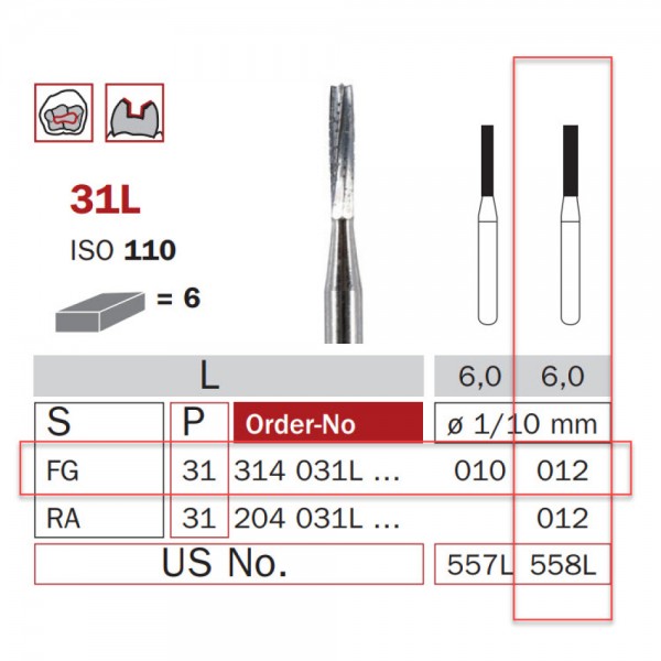 Carbide Bur, FG 012, Long Cylinder ISO No. 109