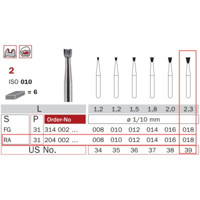 Carbide Bur, RA 018, Inverted Cone ISO No. 010