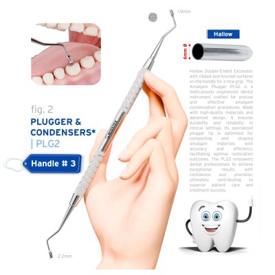 Dental Plugger/Condenser 2, Serrated, 1.9mm–2.2mm, Handle No. 3