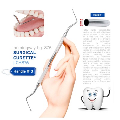 Dental Surgical Curette Hemingway 876, Handle No. 3