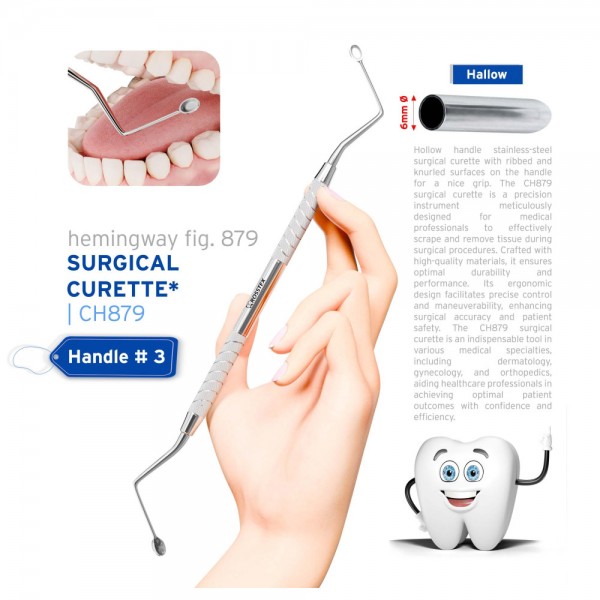 Dental Surgical Curette Hemingway 879, Handle No. 3