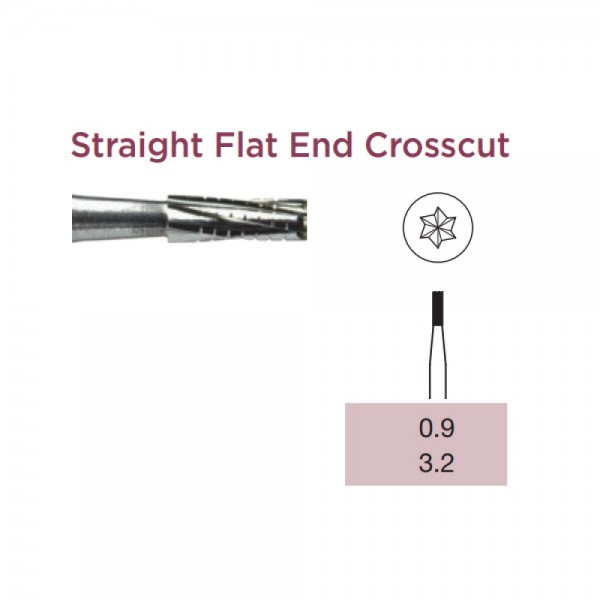 Operative Carbide Bur, Straight Flat End Crosscut, Short FG-009