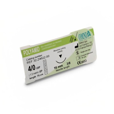 Polyamide Suture, 5/0, Needle 12mm Sharp, 3/8 Circle Sharp