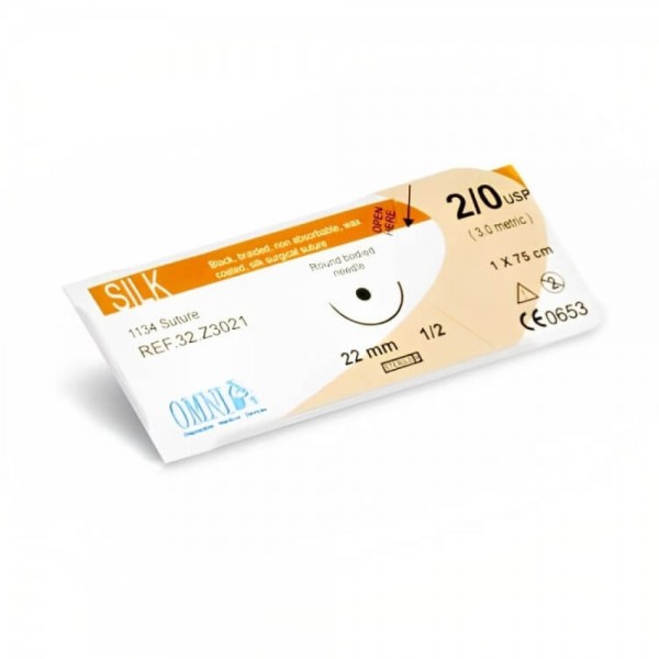 Silk Suture 3/0 Diamond, 22mm, 1/2 Circle Round