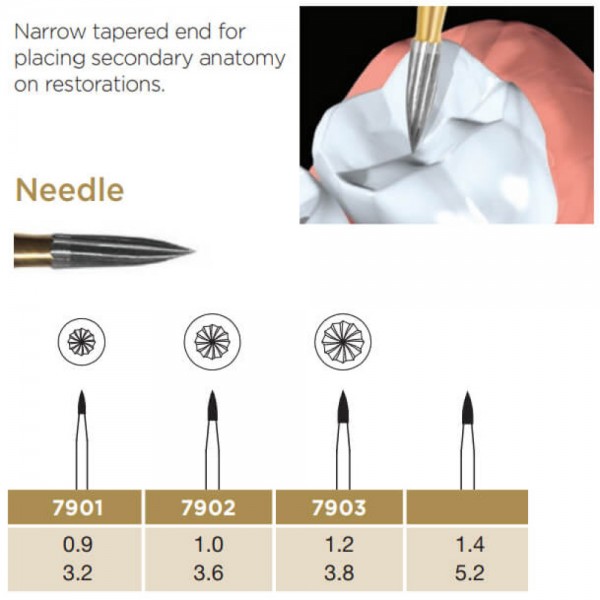Trimming & Finishing Carbide Bur, Interproximal Flame, FG-012, 12 Blades