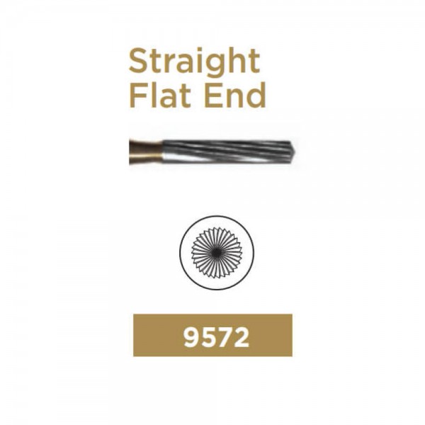 Trimming & Finishing Carbide Bur, Straight Flat End, FG-010, 30 Blades, PK/2